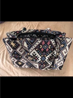 Boho Woven Tote Bag in Multicolor Diamond Pattern